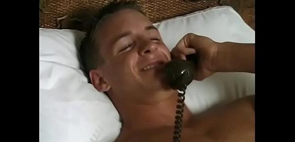  Hot guys gets horny while talking on the phone and jerks off